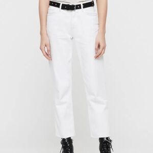 All Saints Ava Straight Jean White Frayed Hem Jeans Size 31